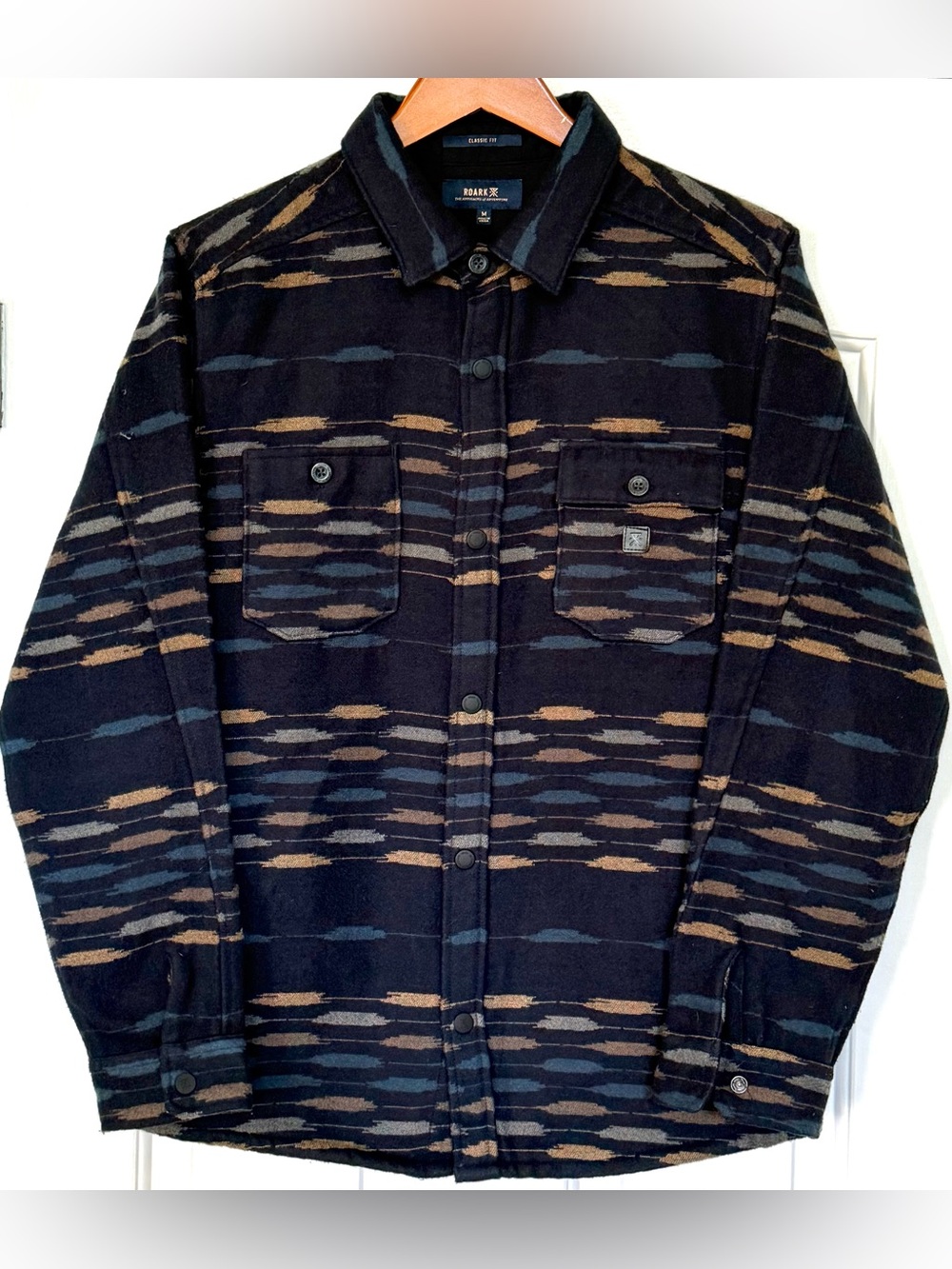 Roark Andes Heavyweight Flannel Shirt Jacket Shacket Men’s M Navy Pattern